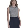 Women's Classic Collared Button Front Sleeveless-Knit Top