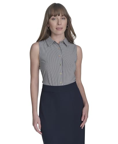 Women's Classic Collared Button Front Sleeveless-Knit Top