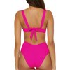 Women's Color Code Shirred Underwire Bikini Top, Adjustable, Tie Back, Swimwear Separates