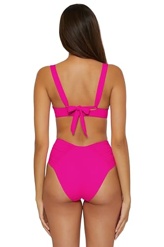 Women's Color Code Shirred Underwire Bikini Top, Adjustable, Tie Back, Swimwear Separates