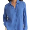 31Zfp309FWL.jpg Women's Perfect Airy Gauze Button Up, Long Sleeve, Bay Blue