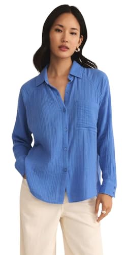 31Zfp309FWL.jpg Women's Perfect Airy Gauze Button Up, Long Sleeve, Bay Blue