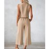 Pant Suits for Women Dressy Casual 2 Piece Sets Sleeveless Blazer Vest with Wide Leg Capri Pants Work Outfit