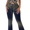 Women’s Denim Set Vintage Denim Stretch Halter Top and Flare Jeans Outfits Summer Two Piece Outfits Dressy Pants Suits