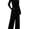 Women's 2 Piece Lounge Sets Asymmetrical Long Sleeve T Shirt Wide Leg Pants Casual Outfits Tracksuit