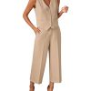 Pant Suits for Women Dressy Casual 2 Piece Sets Sleeveless Blazer Vest with Wide Leg Capri Pants Work Outfit