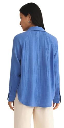 31u5i53O6mL.jpg Women's Perfect Airy Gauze Button Up, Long Sleeve, Bay Blue