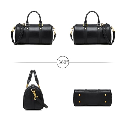 Mini Boston Crossbody Bags for Women, Top Handle Stachel Tote Purses, Genuine Leather Handbags