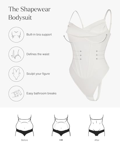 Corset Bodysuit for Women Tummy Control Shapewear Cowl Neck Tops Concert Outfits Thong Bodysuits