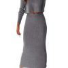 Women's Spring Fall 2 Piece Sweater Set Rib Knit Long Sleeve Crop Top Maxi Bodycon Skirt Casual Winter Outfits