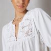 Women's Crochet Short Sleeve Peasant Top
