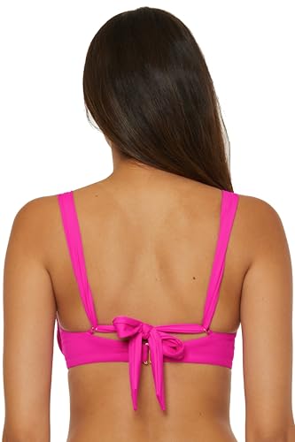 Women's Color Code Shirred Underwire Bikini Top, Adjustable, Tie Back, Swimwear Separates