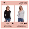 Merino Wool Base Layer Women 100% Merino Wool Long Sleeve Thermal Shirts for Women for Skiing Hiking Womens V Neck Top