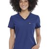 Scrubs for Women V-Neck Top – Tuckable Contemporary Fit Top, Stretch Knit, Moisture-Wicking, Shirttail Hem - CK819