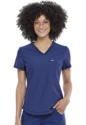Scrubs for Women V-Neck Top – Tuckable Contemporary Fit Top, Stretch Knit, Moisture-Wicking, Shirttail Hem - CK819