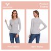 Merino Wool Base Layer Women 100% Merino Wool Long Sleeve Thermal Shirts for Women for Skiing Hiking Womens V Neck Top