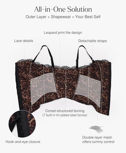 Corset Tops for Women - Lace Spaghetti Strap Going Out Bustier with Buckle Waist Shaper Summer Splash