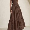 Summer Dresses for Women 2025 Casual Eyelet Sleeveless Wedding Guest Maxi Dress Tank Top Sundress with Pockets