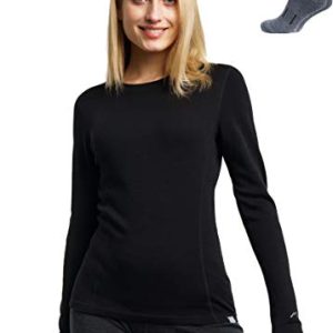 Merino Wool Base Layer Women - 100% Merino Wool Heavyweight, Midweight, Lite Long Sleeve Thermal Shirt and Socks