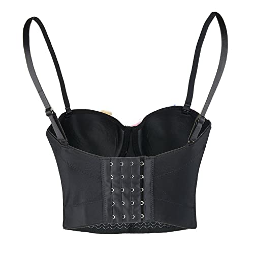 Women's 3D Floral Bustier Crop Top Wedding Party Club Bra Tops