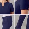 Adar Addition Go-Higher Scrub Set for Women - Notched V-Neck Scrub Top & Skinny Cargo Scrub Pants