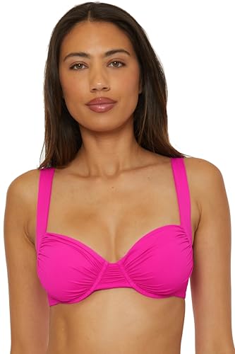Women's Color Code Shirred Underwire Bikini Top, Adjustable, Tie Back, Swimwear Separates