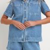 41JQyCP1I7L.jpg Summer Denim Set for Women 2 piece Casual Short Sleeve Boxy Shirt Tops and Shorts Pants Lounge Sets Outfits
