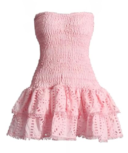 Tube Top Preppy Dress Women Y2k Blue Floral Strapless Mini Dress Vintage Short Going Out Dresses