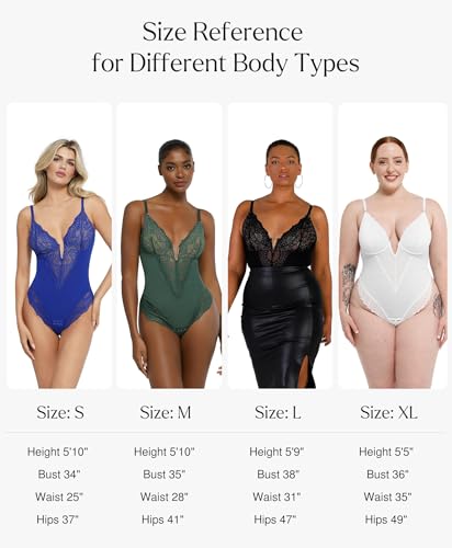 Lace Shapewear Bodysuit Tummy Control Corset Tops for Women V Neck Sleeveless Body Suit Thongs