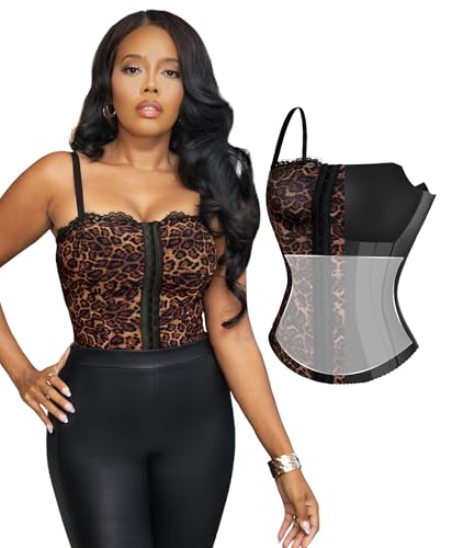 Corset Tops for Women - Lace Spaghetti Strap Going Out Bustier with Buckle Waist Shaper Summer Splash