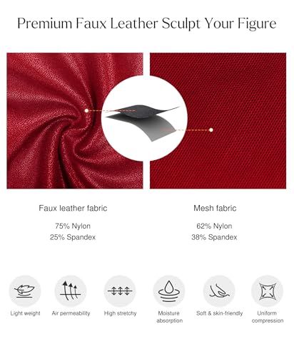 Body Suits for Womens Tummy Control - Faux Leather Bodysuit Deep V Neck Thong Sleeveless Corset Tank Top