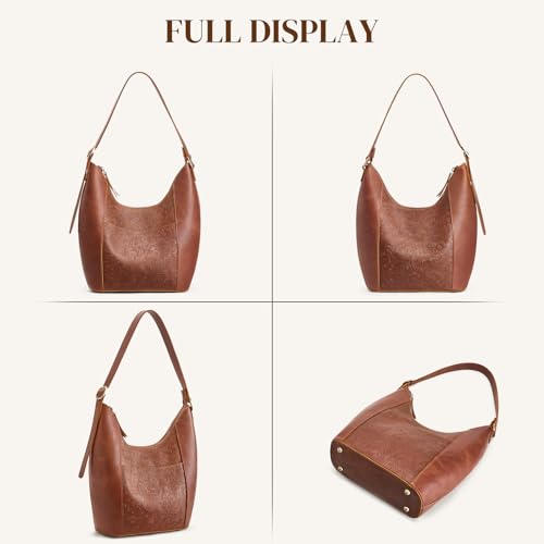 41YauL6eSnL.jpg Leather Shoulder Bag for Women Hobo Bag Top Handle Handbag Satchel Purse Rose Pattern