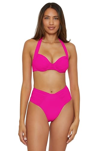 Women's Color Code Shirred Underwire Bikini Top, Adjustable, Tie Back, Swimwear Separates