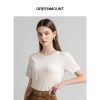 41b7cDlTZKL.jpg Women's Silk Cashmere Round Neck T-Shirt Stretchy Basic Tee Summer Tops for Women