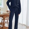 Womens Fuzzy Fleece Long Sleeve 2 Piece Loungewear Outfits Sweater Pants Pajama Sets