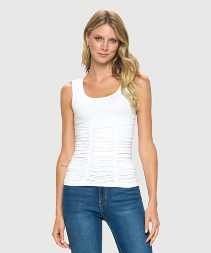 1047 Women's All Occasion Flattering Sleeveless Scoop Neck Ruched Tank Top