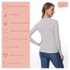 Merino Wool Base Layer Women 100% Merino Wool Long Sleeve Thermal Shirts for Women for Skiing Hiking Womens V Neck Top