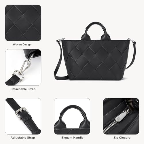 Woven Tote Bag for Women Top Handle Purses and Handbags Shoulder Crossbody Purse With Zipper