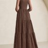 Summer Dresses for Women 2025 Casual Eyelet Sleeveless Wedding Guest Maxi Dress Tank Top Sundress with Pockets