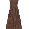 Summer Dresses for Women 2025 Casual Eyelet Sleeveless Wedding Guest Maxi Dress Tank Top Sundress with Pockets