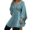 2025 Summer 3/4 Bell Sleeve V Neck Embellishment Bohemian Tops - Sequin Beaded Flared Vintage Women's Blouses