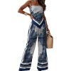 Womens Paisley Print 2 Piece Outfits Sleeveless Cami Top Going Out Wide Leg Pants Boho Summer Beach Vacation Set