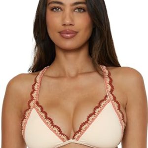 Women's Malaga Crochet Trim Halter Bikini Top, Adjustable, Tie Back, Swimwear Separates