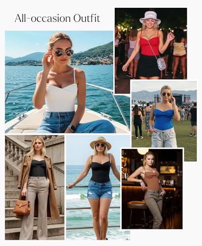 Corset Bodysuit for Women Tummy Control Shapewear Cowl Neck Tops Concert Outfits Thong Bodysuits