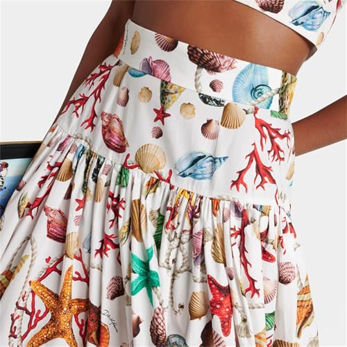 2 Piece Skirt Sets for Women Animal Printed Halter Top High Waist Maxi Skirt Women's Fashion Vacation Outfits