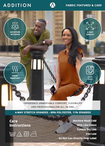 Adar Addition Go-Higher Scrub Set for Women - Notched V-Neck Scrub Top & Skinny Cargo Scrub Pants