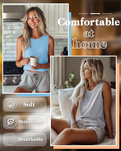 8 Pack Women’s Sleeveless Tops, Crew Neck Loose Fit Tank Tops Basic Summer Cotton Shirts Casual 2025 Fashion T Shirts
