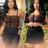Corset Tops for Women - Lace Spaghetti Strap Going Out Bustier with Buckle Waist Shaper Summer Splash