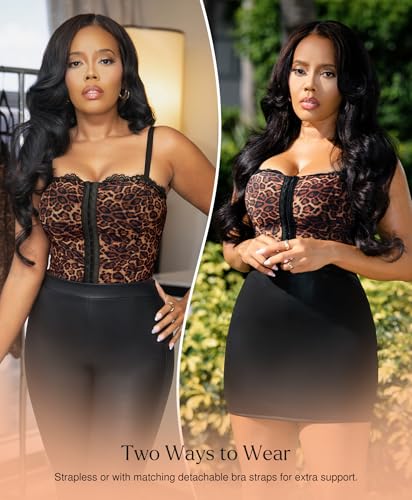 Corset Tops for Women - Lace Spaghetti Strap Going Out Bustier with Buckle Waist Shaper Summer Splash