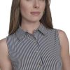 Women's Classic Collared Button Front Sleeveless-Knit Top